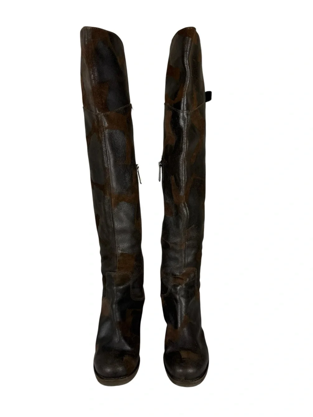 Donald J. Pliner Taria Block Heel Espresso Suede Leather Over the Knee Boots 8.5